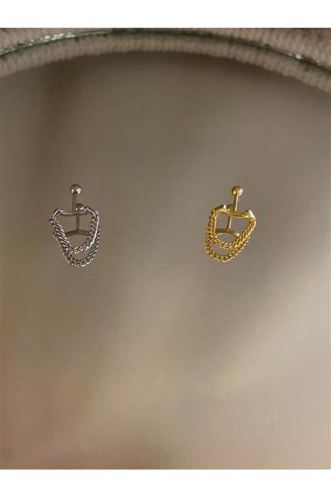 by dys jewelry Zincir Silver Sallantılı 925 Ayar Tragus Piercing Küpe