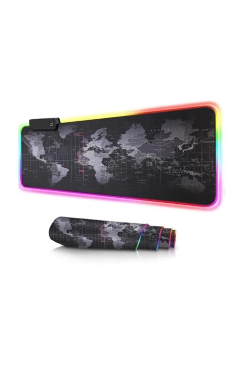 M90 Dünya Işıklı Rgb Oyuncu Mouse Pad 80x30 Cm Kaymaz Ledli Mousepad