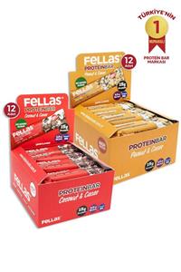 Fellas Yüksek Protein Bar 45 G Süper Ikili Kutu 24 Adet - Hind. Cevizli X 12 Adet + Yer Fıstıklı X 12 Adet