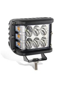 LeonPart Beyaz Led Sarı Çakarlı Kare Off Road Sis Farı Çalışma Lambası 12 Ledli 1adet