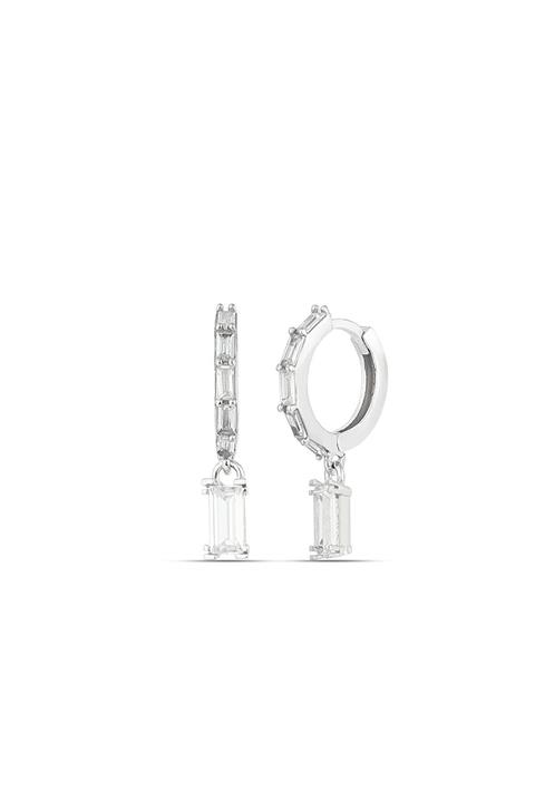 MySilvers Baget Taşlı Gümüş Halka Küpe