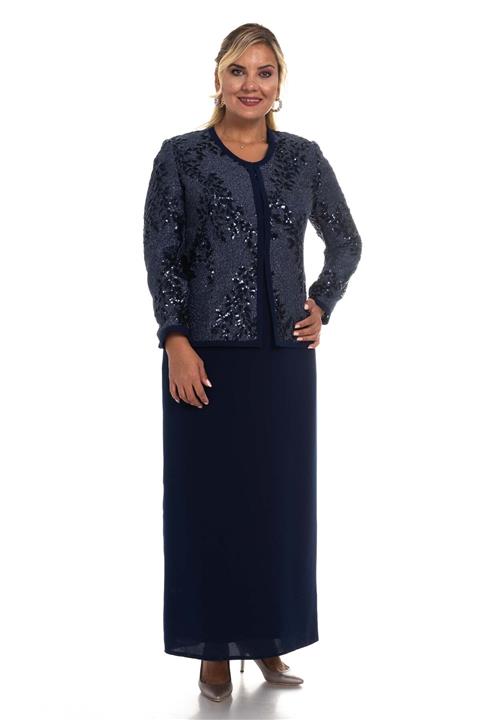 Güzelyalı Simli Pulpayet Uzun Elbise-ceket Takım