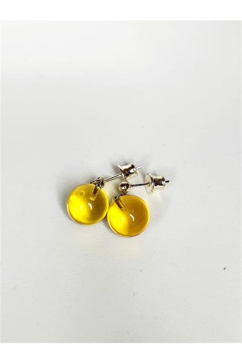 Amber by Mazukna Limon Baltık Damla Kehribar Küpe