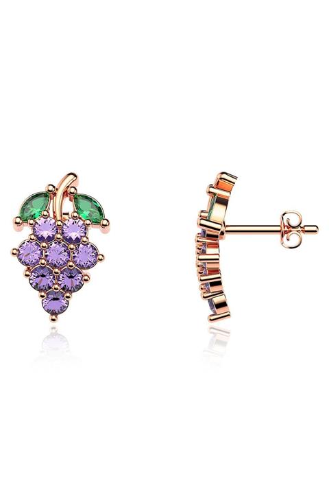 İNDİGO TAKI Üzüm Salkımı Rose Gümüş Küpe