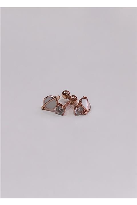 Ay Gümüş Kadın 1 Adet Dünya Modeli Sedef Cerrahi Li Tragus Piercing 925 Ayar Gümüş