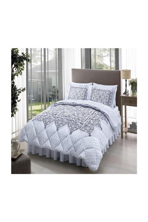 Taç Yorgan Seti Macella Mavi Çift Kişilik