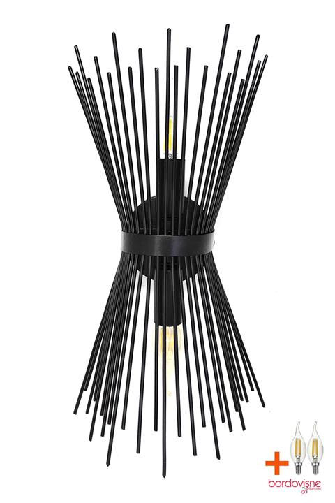 BORDOVİŞNE Dekoratif Siyah Kirpi Duvar Aplik (AMPUL DAHİL)