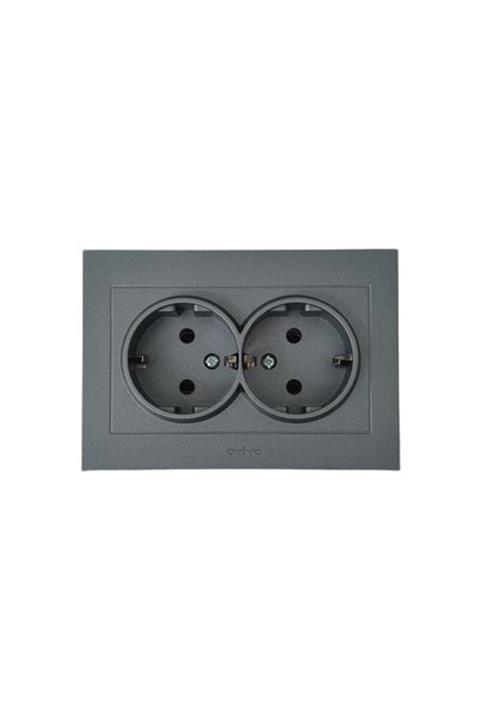 OVİVO Gri Grano Füme Ikili Topraklı Priz