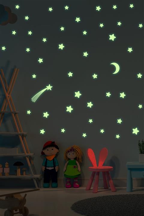 Dekor Loft Kuyruklu Yıldız Ve Aydede Gece Parlayan Doğal Fosfor Duvar Ve Tavan Sticker