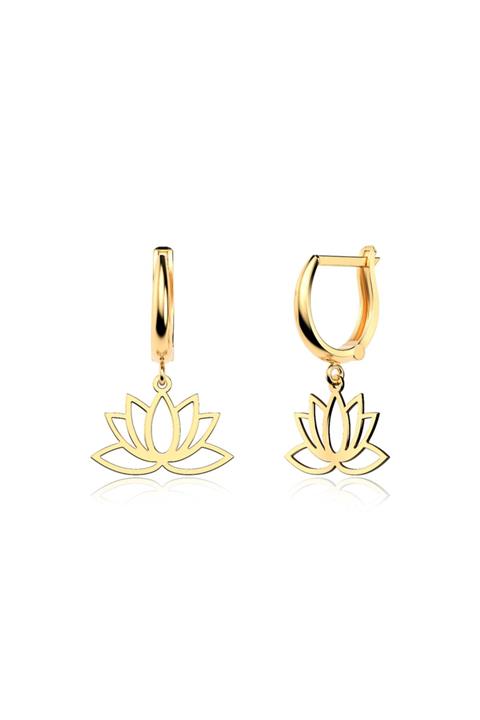 İNDİGO TAKI Sade Lotus Çiçeği Altın Kaplama Gümüş Küpe