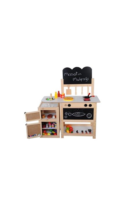 Masal Oyuncak Ahşap Mutfak Seti Ve Buzdolabı