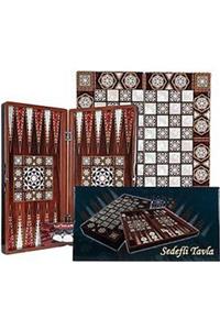 OTTOMAN GAMES Izmir Sedefli Polyester Ahşap Tavla & Dama Seti Büyük Boy 03