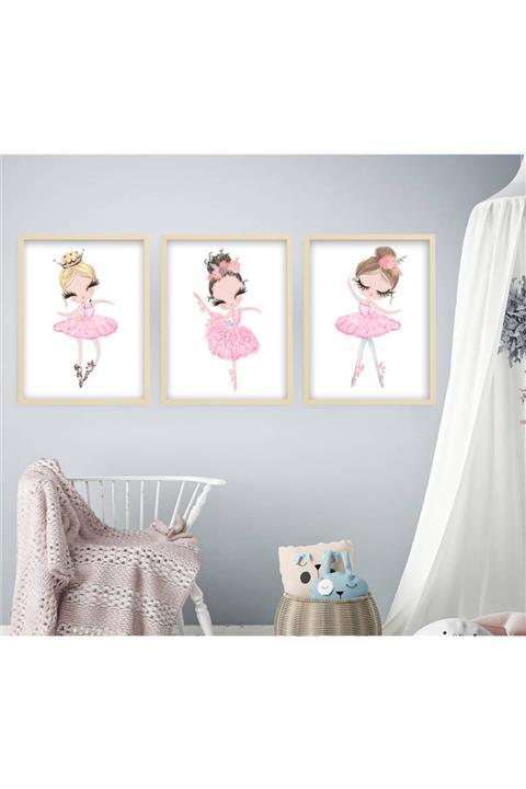 tablosetleri 3 Adet 33 X 45cm Büyük Boy Çerçeveli Bebek, Çocuk Odası Tablo