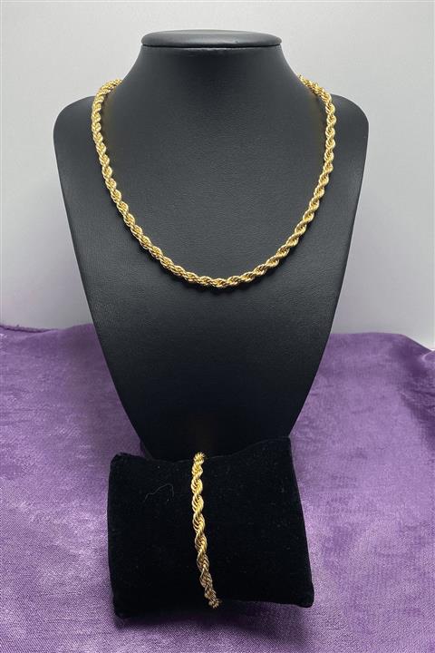 Ressia Altın Kaplama Sarmal Tasarımlı Kolye & Bileklik Seti