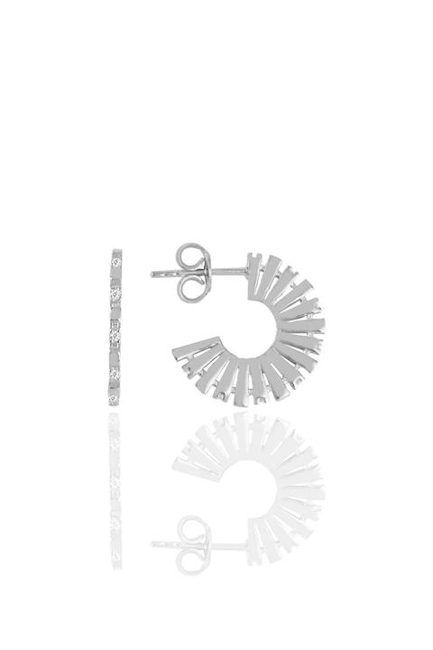 Söğütlü Silver Gümüş Rodyumlu Zirkon Taşlı Tasarım Güneş Küpe