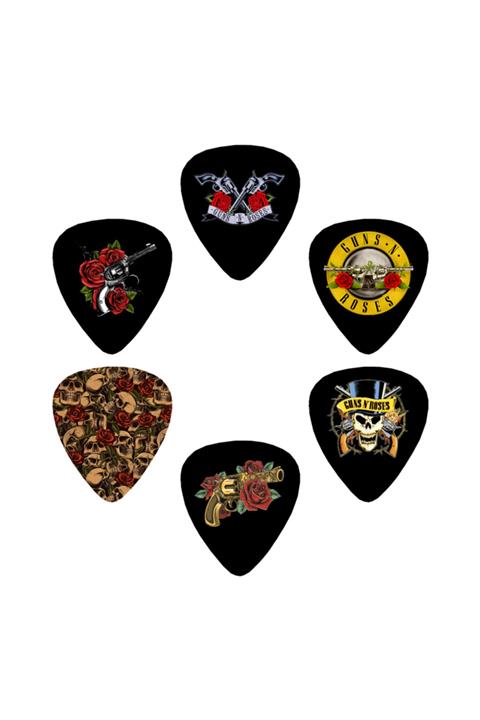 cantekin Gitar Pena 6 Adet 0.71mm Rock Guns N' Roses Pena Gitar Penası Özel Tasarım Çift Taraflı Baskılı
