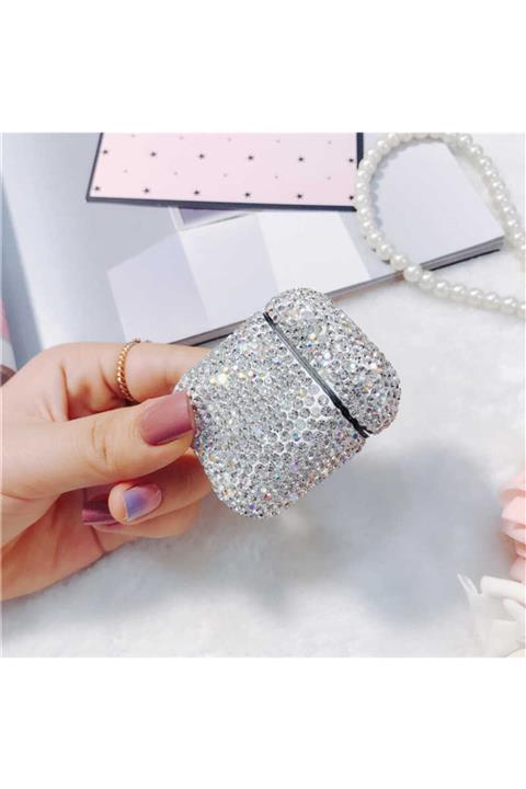 Phucase Airpods  Uyumlu Kılıf Diamond Silikon Taşlı Işıltılı Süslü Darbe Koruma