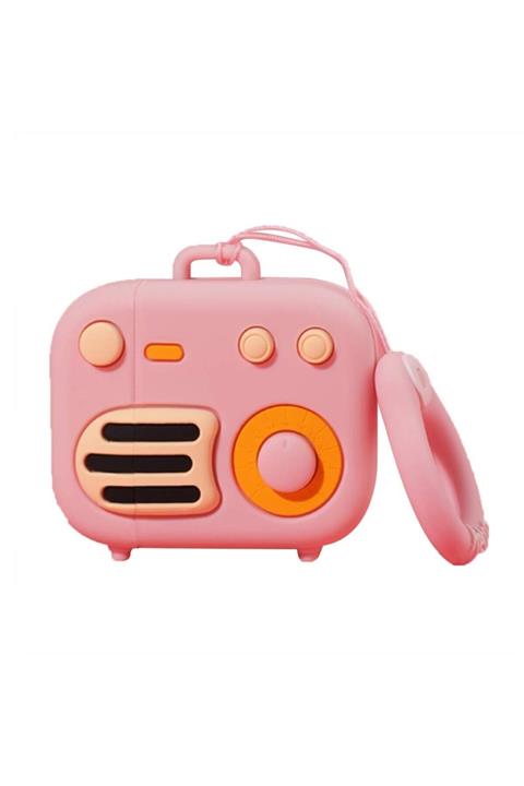 Galata Airpods 1. Ve 2. Nesil Uyumlu Radyo Silikon Kılıf- Pembe