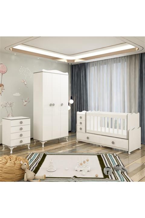 Garaj Home Melina Yıldız 3 Kapaklı Bebek Odası Takımı - Gri