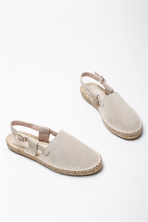 Louis Cardy Helot Bej Hakiki Süet Kadın Espadril Sandalet