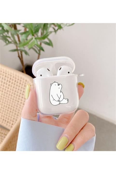 mooodcase Şirin Ayıcık Desenli Şeffaf Airpods Kılıfı