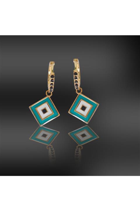 EZİLA SİLVER Mineli Nazar Boncuklu Halka Küpe