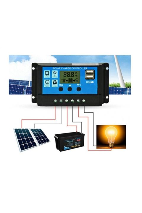 SİNERJİİ 30a Güneş Solar Paneli Akü Şarj Kontrol Cihazı 12v-24v Kontrol Cihazı Akü Şarj Regülatör Pwm