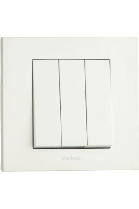 OVİVO 3`lü Anahtar Grano Beyaz Çerçeveli