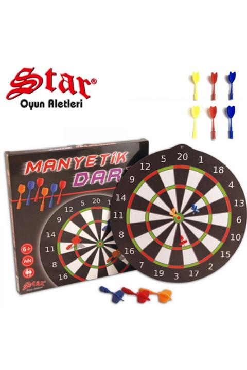 Star Okey Manyetik Dart Tahtası Dart 14.5 Inç 37 Cm Lik Büyük Boy 6 Oklu Profesyonel Dart Oyunu Manyetik Dart