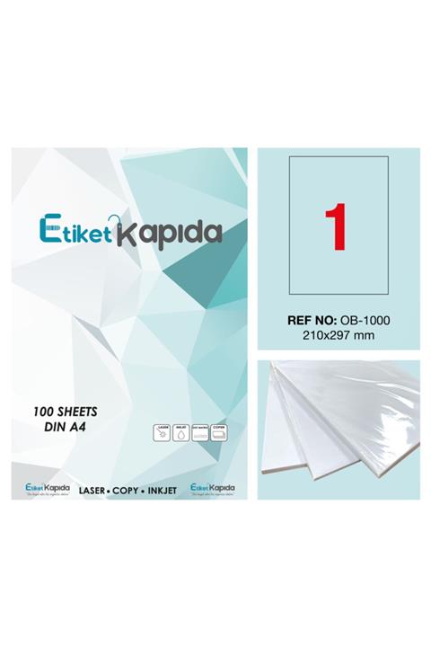 ETİKET KAPIDA A4 Yapışkanlı Hazır Etiket - Laser Etiket 210*297mm - 100 Sayfa