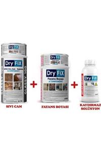 Dryfix Fayans Boyası Beyaz Fp01 2kg + Sıvı Cam 2kg + Kaydırmaz Solüsyon 0.5 Lt Set