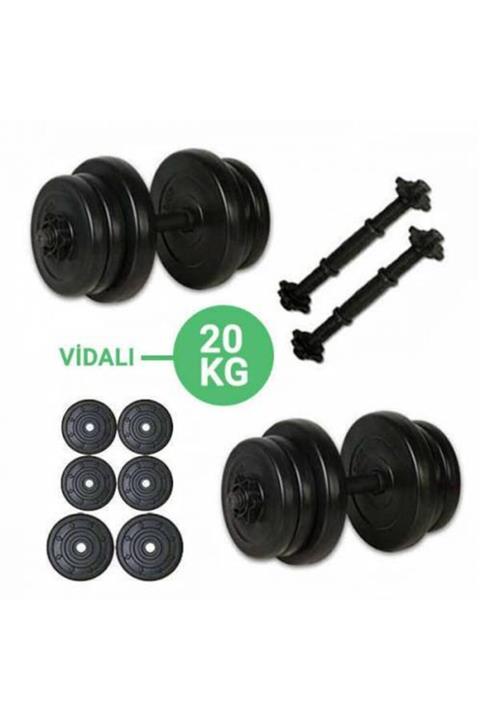 Tedarikcenter 20 Kg Vidalı Dambıl Halter Set Fitness Dumbell Ağırlık Seti Vücut Geliştirme Aleti