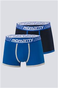 Momanty Erkek Lacivert- Saks  2'li Paket Likralı Spor Boxer