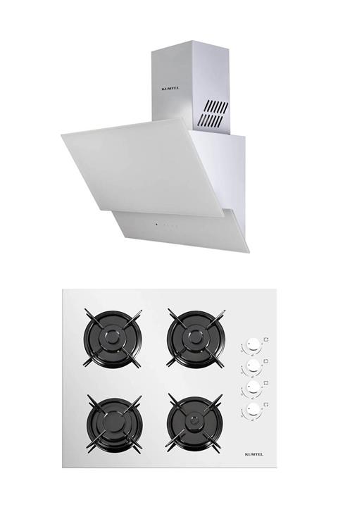 KUMTEL Beyaz 2'li Ankastre Cam Set (Ocak-Dokunmatik Davlumbaz)