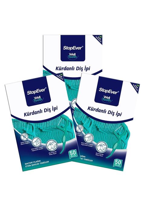 StopEver Well Tooth Kürdanlı Diş Ipi - Nane Ferahlığı - 3x50 Adet