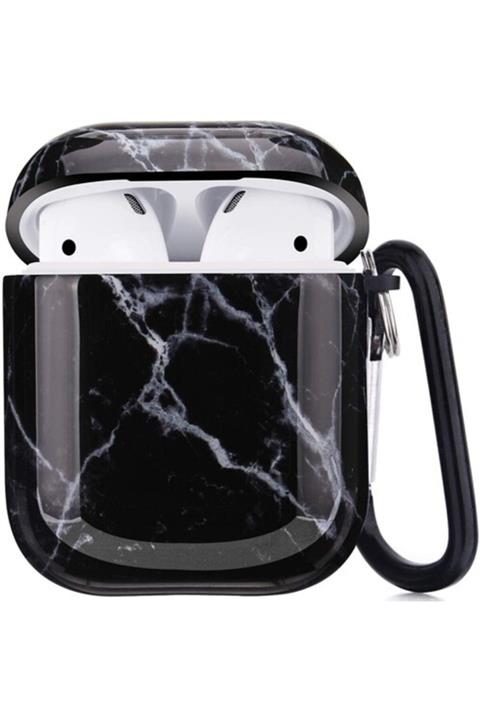 Bilişim Aksesuar Apple Airpods Mermer Desenli Kılıf 360 Koruyucu 1 2 Nesil Uyumlu