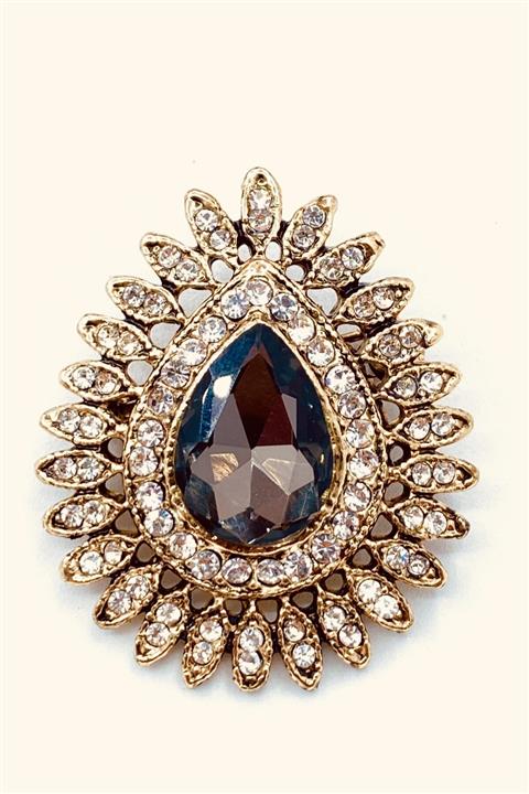 Esra Pamir Otantik Füme Taşlı Broş