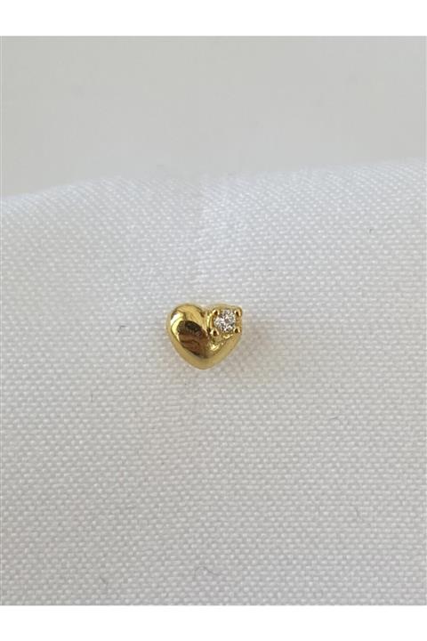 lesseffortless 925 Ayar Gümüş Tekli Kalpli Mini Zirkon Taşlı Piercing