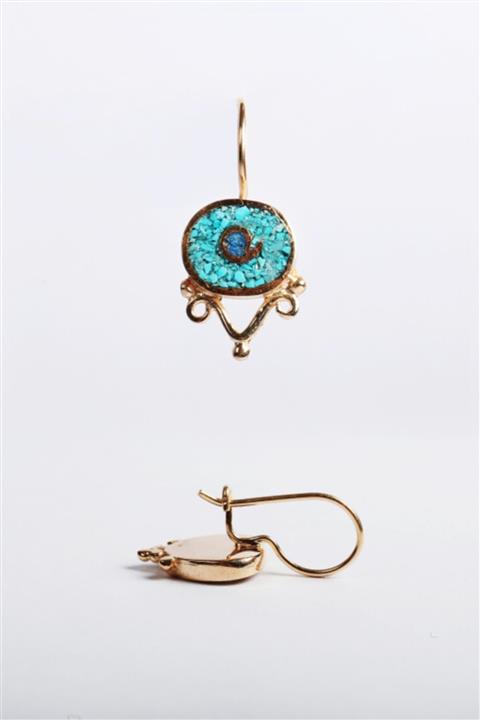 BD Gümüş Kadın Turkuaz Otantik Mozaik Küpe