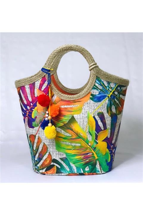 çanta tasarımcısı Kadın Plaj Çantası Renkli Devetabanı Desen
