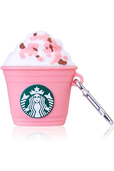 Telehome Airpods 1. ve 2. Nesil Uyumlu Sevimli Starbucks Pembe Kılıf