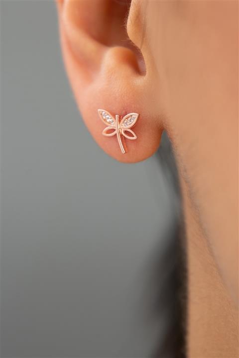 Elika Silver Kadın Yusufçuk Model Rose Kaplama 925 Ayar Gümüş Küpe