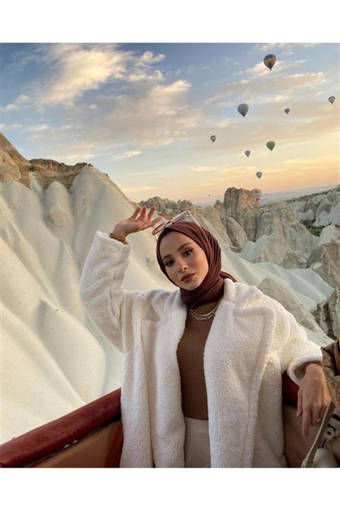 Organic Tesettür Penye Şal Modeli -acı Kahverengi