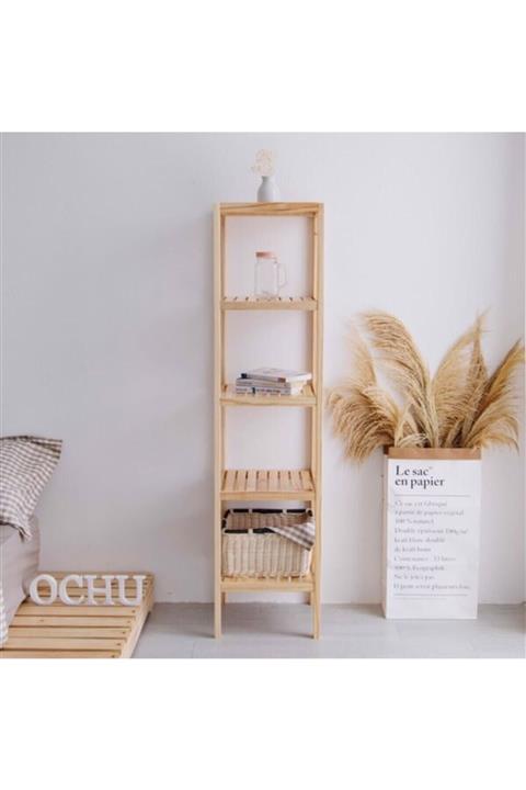 Neccar Ahşap Vernikli Masif Ahşap Yatak Odası Yanı Izgaralı Raf