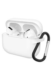 Protonust Apple Uyumlu Airpods Pro Koruyucu Silikon Kılıf Taşıma Kopçalı-Beyaz