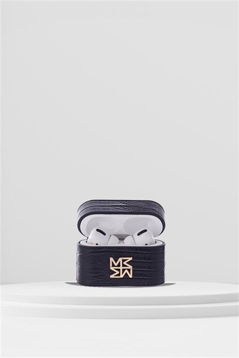 MHIRAJE Siyah Hakiki Deri Iguana Kertenkele Model Airpods Pro Uyumlu Kılıf