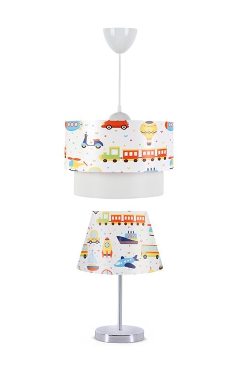 Art&Gift A&g Çocuk Odası Avize Ve Abajur Seti Eğlenceli Araçlar