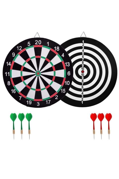 pazaristanbul Dart Tahtası Çift Taraflı 40 Cm 6 Ok
