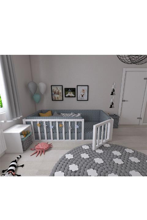 Ani Montessori Mobilya Beyaz Efes Montessori Yatak 90x190