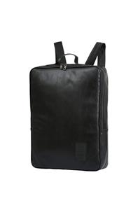 Bagslab Unisex Siyah Suni Deri Iç Laptop Gözlü Sırt Ve Laptop Çantası(17')